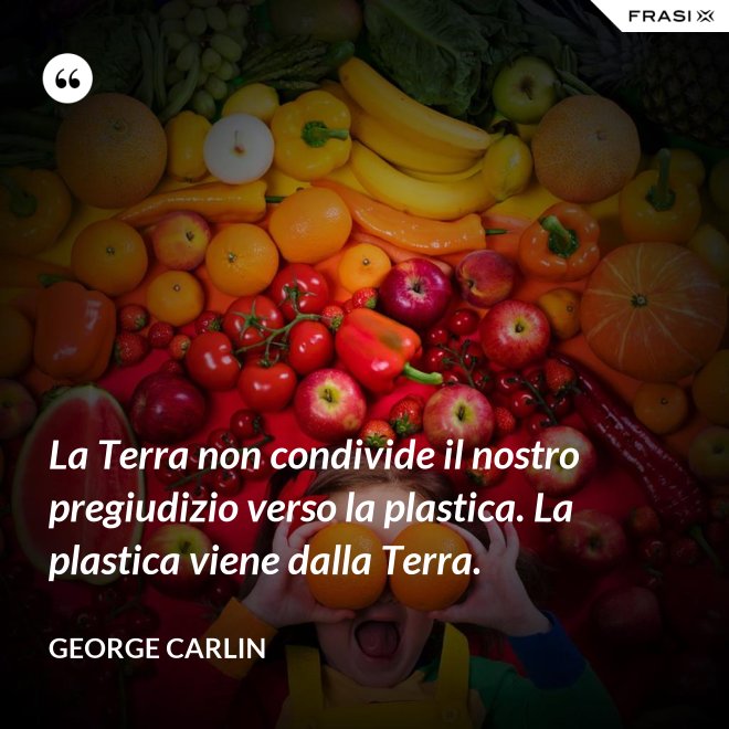 La Terra non condivide il nostro pregiudizio verso la plastica. La plastica viene dalla Terra. - George Carlin