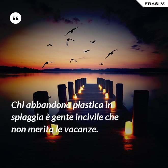Chi abbandona plastica in spiaggia è gente incivile che non merita le vacanze. - Anonimo