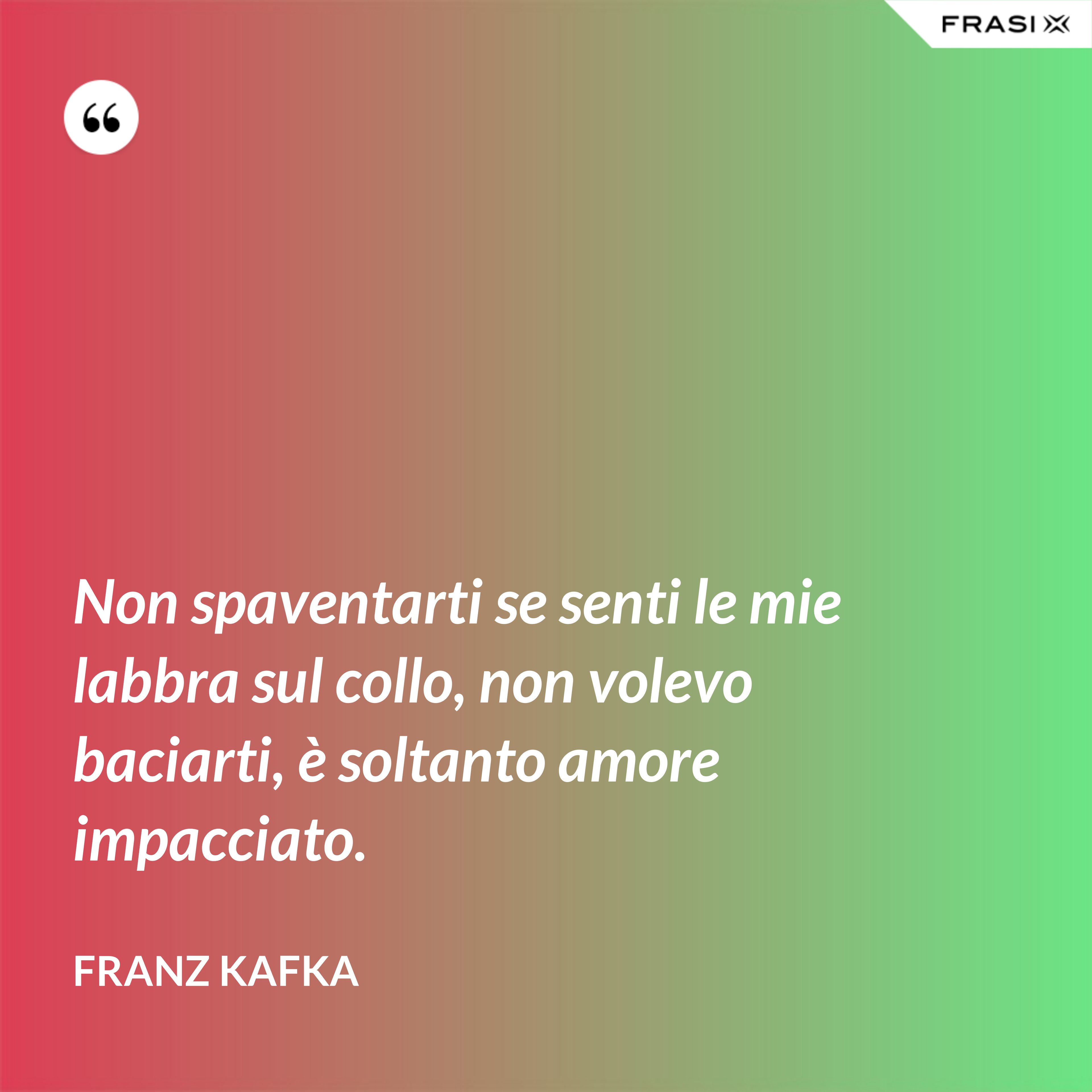 Non spaventarti se senti le mie labbra sul collo, non volevo baciarti, è soltanto amore impacciato. - Franz Kafka