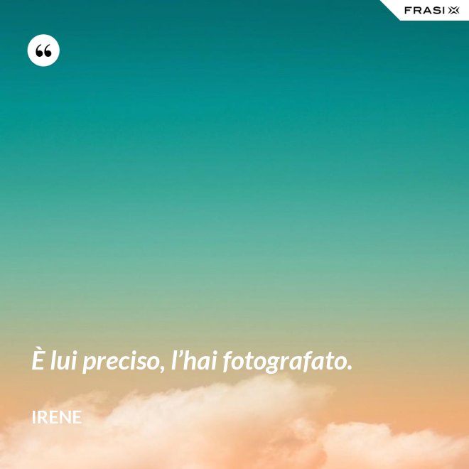 È lui preciso, l’hai fotografato. - Irene