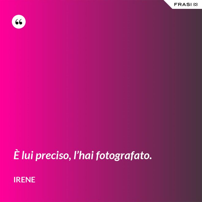 È lui preciso, l’hai fotografato. - Irene