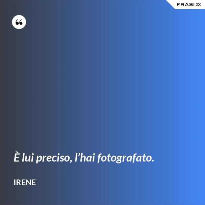 È lui preciso, l’hai fotografato. - Irene