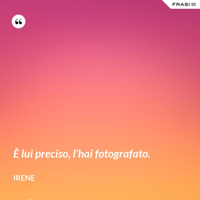 È lui preciso, l’hai fotografato. - Irene