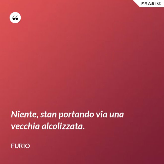 Niente, stan portando via una vecchia alcolizzata. - Furio