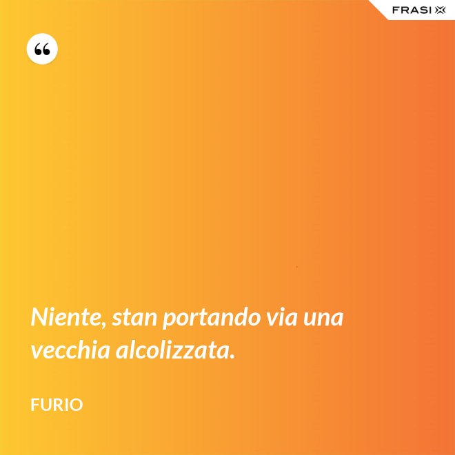 Niente, stan portando via una vecchia alcolizzata. - Furio