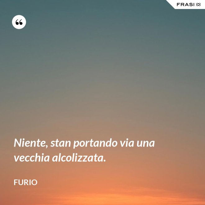 Niente, stan portando via una vecchia alcolizzata. - Furio