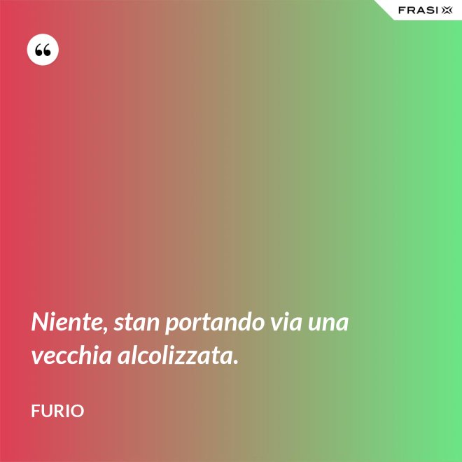 Niente, stan portando via una vecchia alcolizzata. - Furio