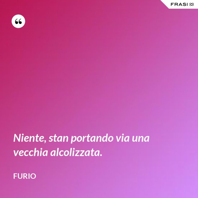 Niente, stan portando via una vecchia alcolizzata. - Furio