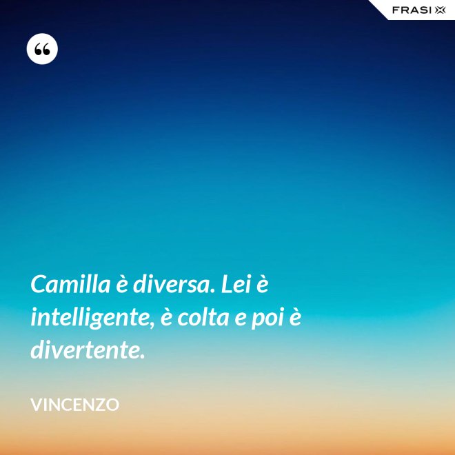 Camilla è diversa. Lei è intelligente, è colta e poi è divertente. - Vincenzo