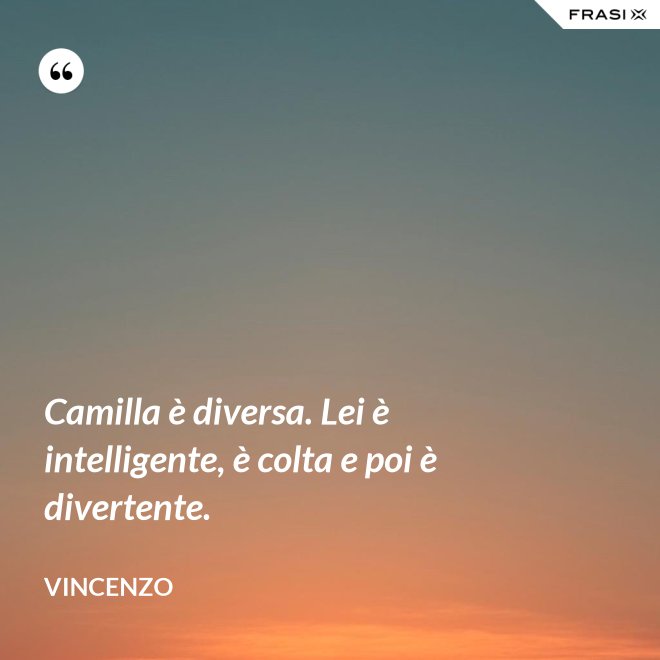 Camilla è diversa. Lei è intelligente, è colta e poi è divertente. - Vincenzo