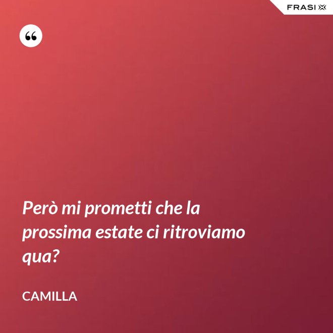 Però mi prometti che la prossima estate ci ritroviamo qua? - Camilla