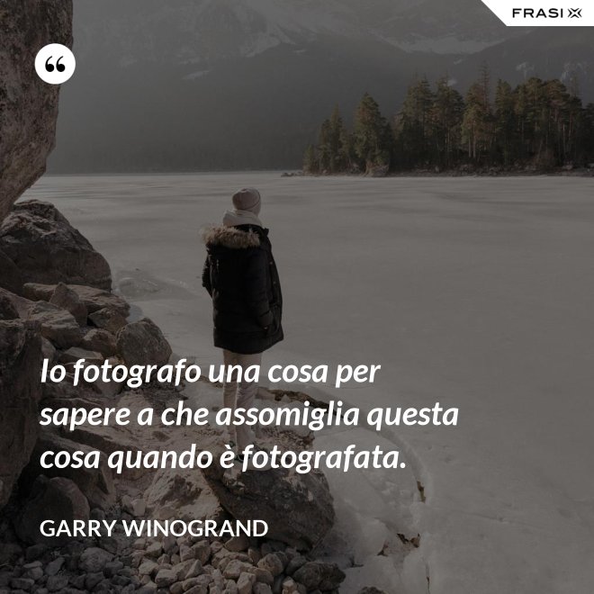 Io fotografo una cosa per sapere a che assomiglia questa cosa quando è fotografata. - Garry Winogrand