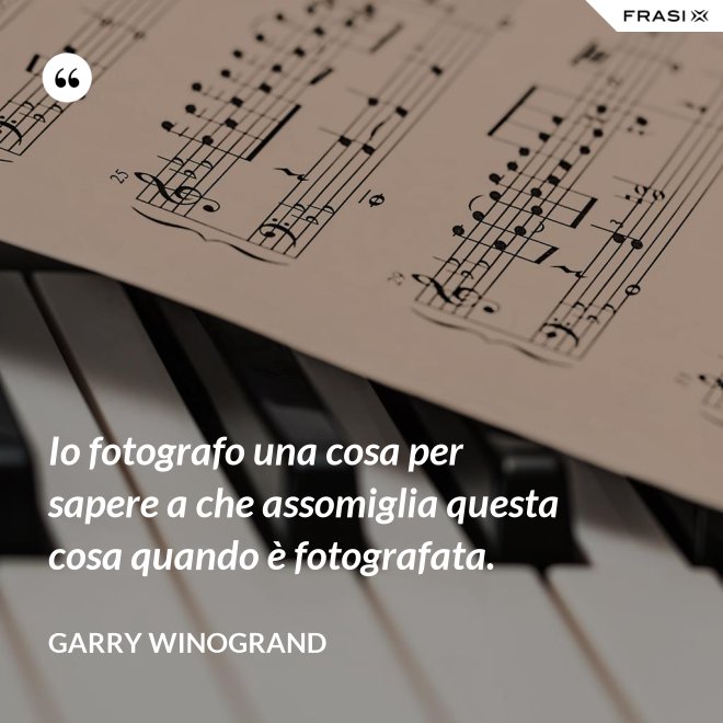 Io fotografo una cosa per sapere a che assomiglia questa cosa quando è fotografata. - Garry Winogrand