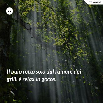 Il buio rotto solo dal rumore dei grilli è relax in gocce. - Anonimo