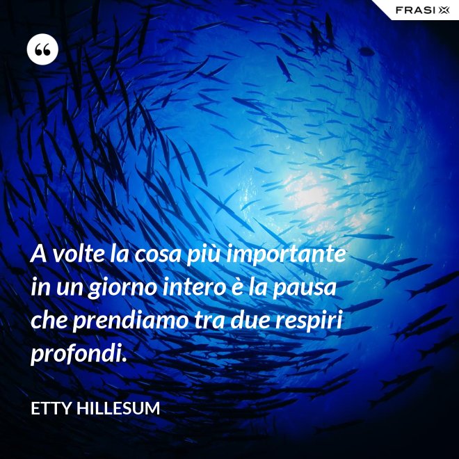 A volte la cosa più importante in un giorno intero è la pausa che prendiamo tra due respiri profondi. - Etty Hillesum