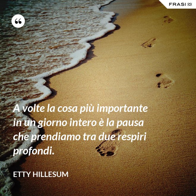 A volte la cosa più importante in un giorno intero è la pausa che prendiamo tra due respiri profondi. - Etty Hillesum
