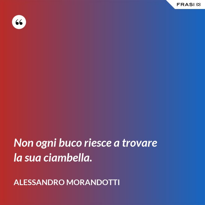 Non ogni buco riesce a trovare la sua ciambella. - Alessandro Morandotti