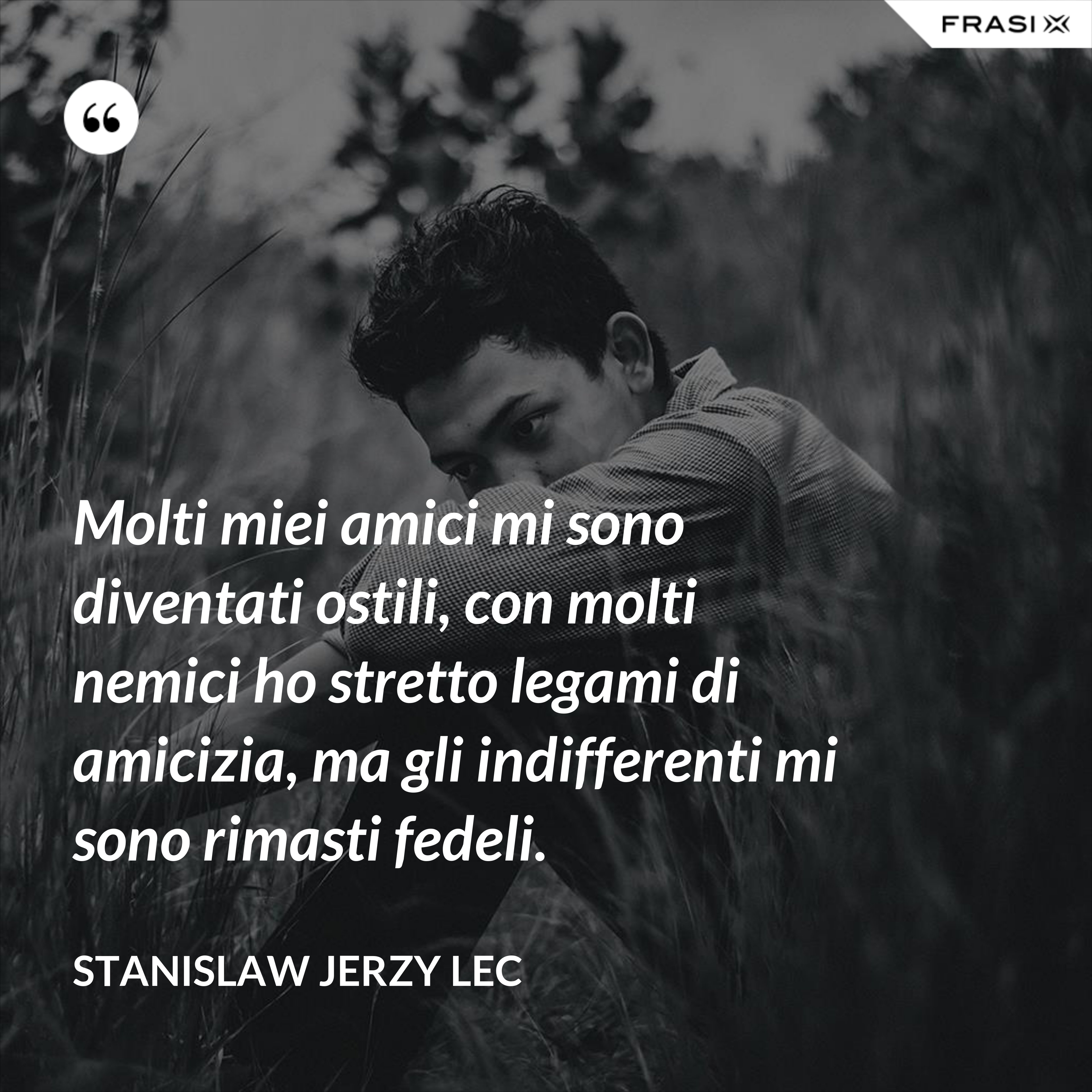 Molti miei amici mi sono diventati ostili, con molti nemici ho stretto legami di amicizia, ma gli indifferenti mi sono rimasti fedeli. - Stanislaw Jerzy Lec