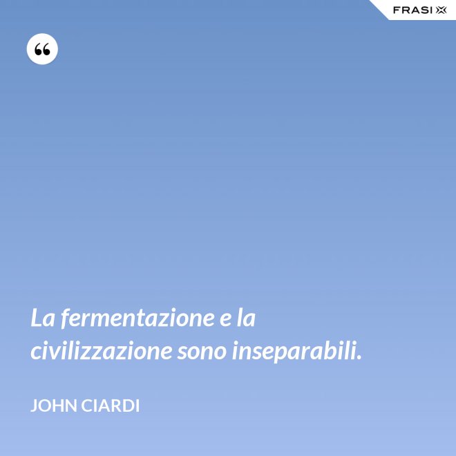 La fermentazione e la civilizzazione sono inseparabili. - John Ciardi