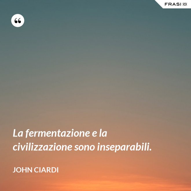 La fermentazione e la civilizzazione sono inseparabili. - John Ciardi