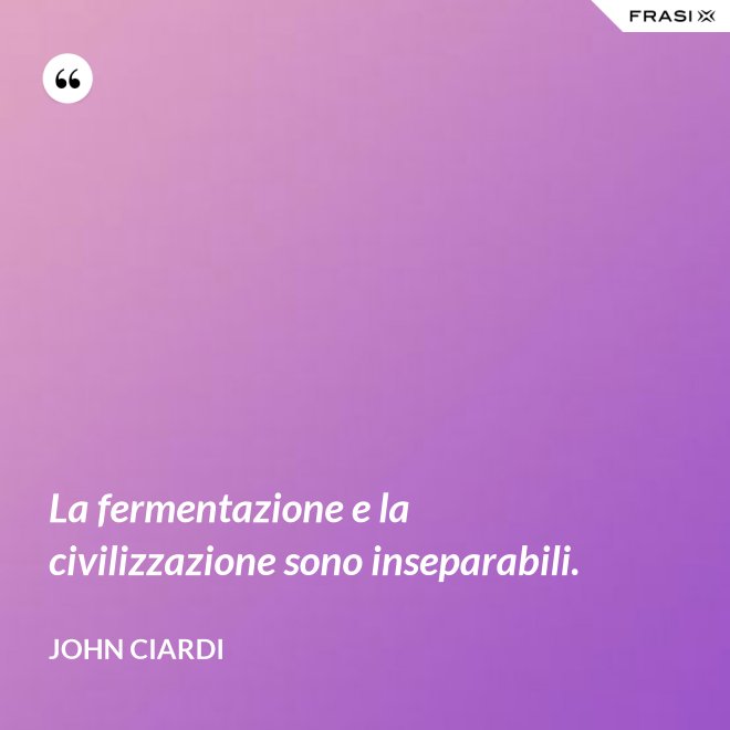 La fermentazione e la civilizzazione sono inseparabili. - John Ciardi