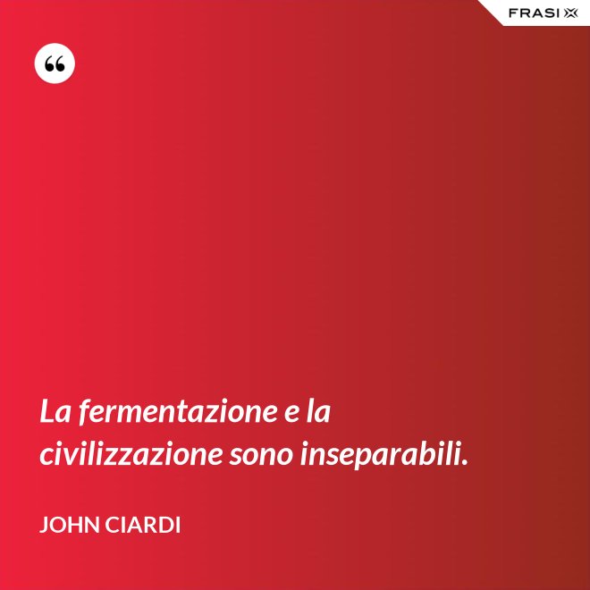 La fermentazione e la civilizzazione sono inseparabili. - John Ciardi