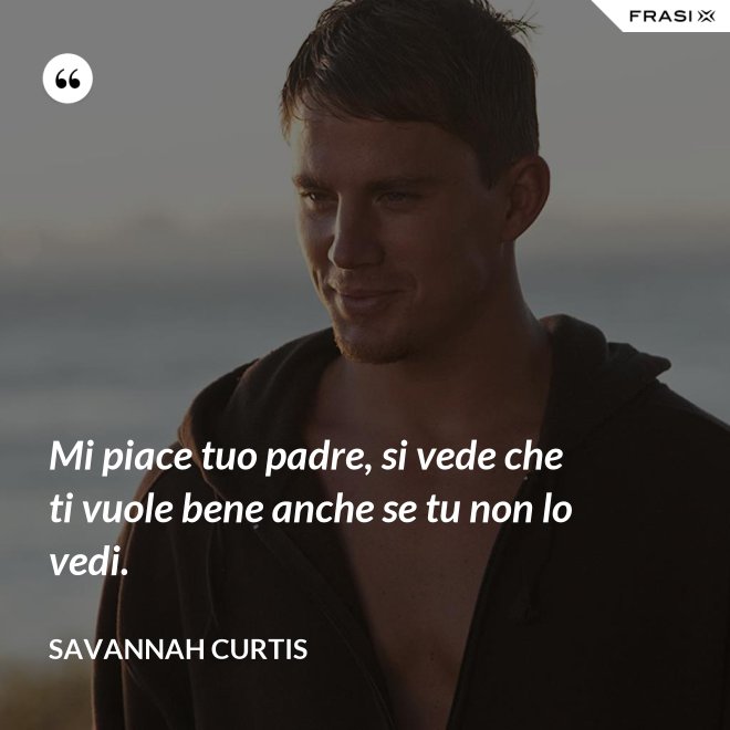 Mi piace tuo padre, si vede che ti vuole bene anche se tu non lo vedi. - Savannah Curtis