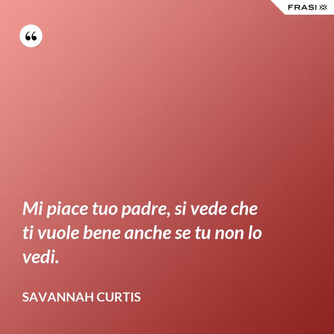 Mi piace tuo padre, si vede che ti vuole bene anche se tu non lo vedi. - Savannah Curtis