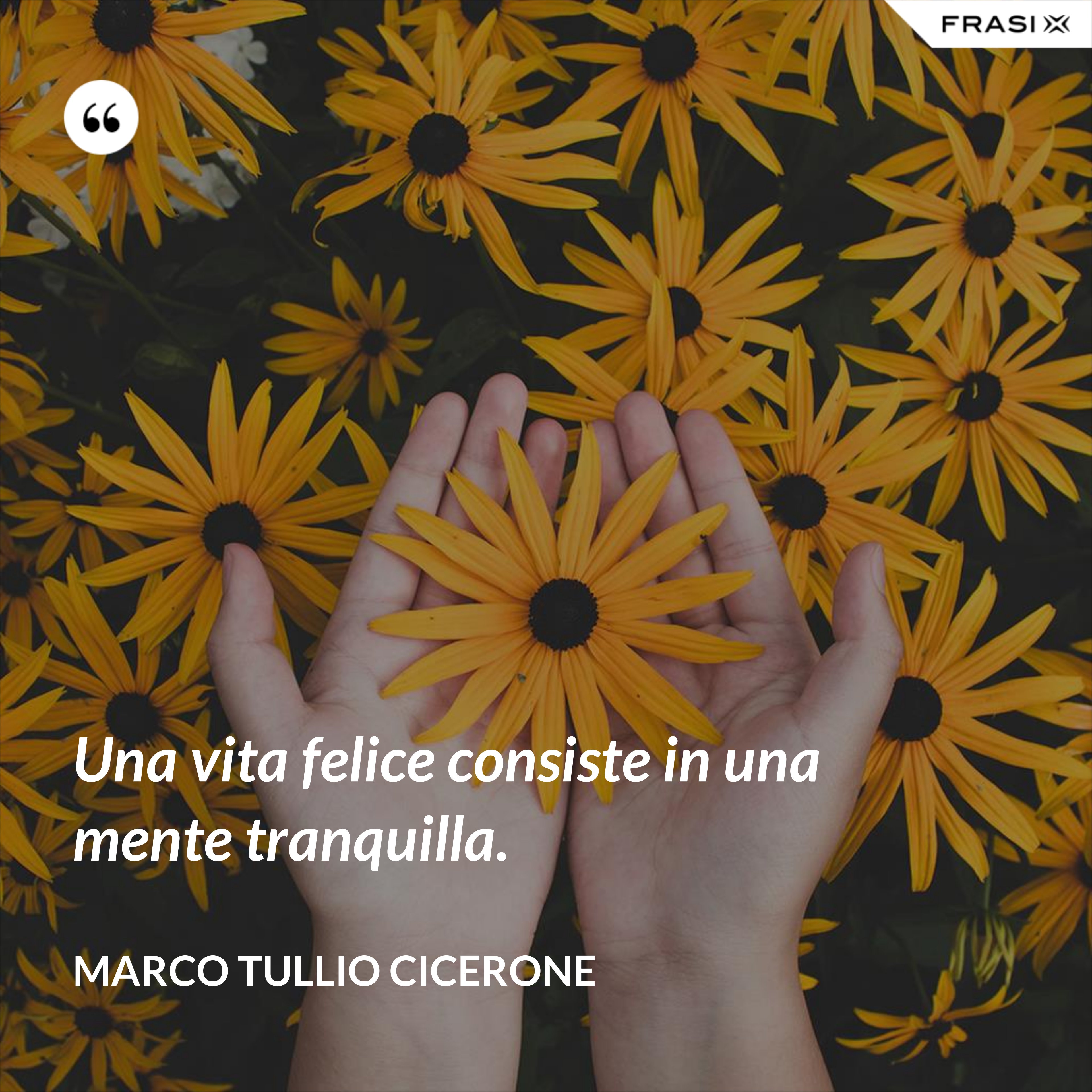 Una vita felice consiste in una mente tranquilla. - Marco Tullio Cicerone
