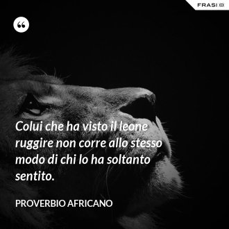 Colui che ha visto il leone ruggire non corre allo stesso modo di chi lo ha soltanto sentito. - Proverbio Africano