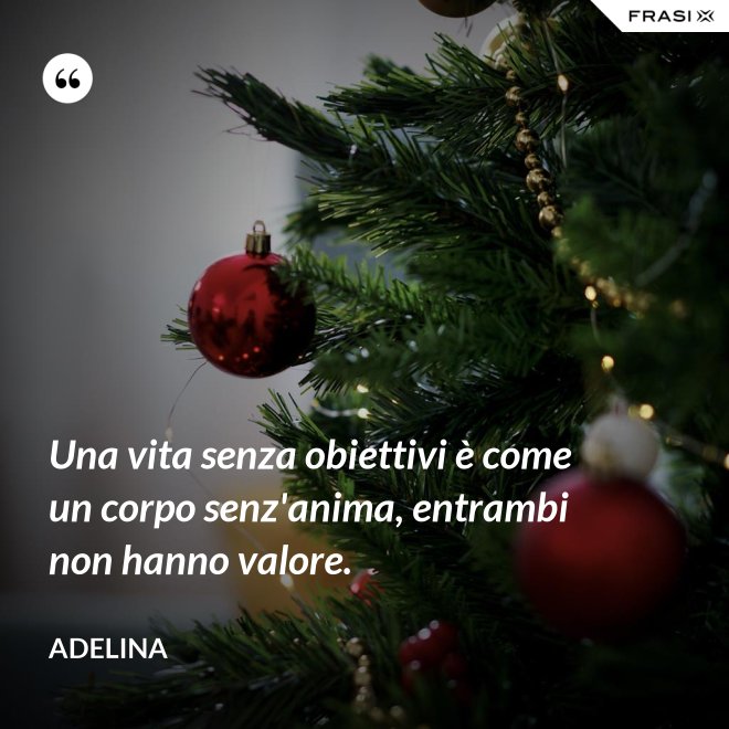 Una vita senza obiettivi è come un corpo senz'anima, entrambi non hanno valore. - Adelina