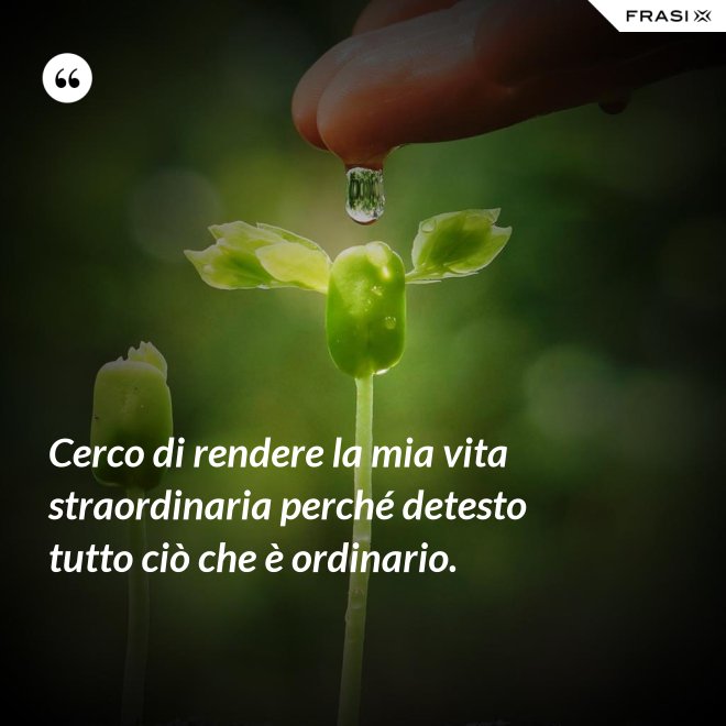 Cerco di rendere la mia vita straordinaria perché detesto tutto ciò che è ordinario. - Anonimo