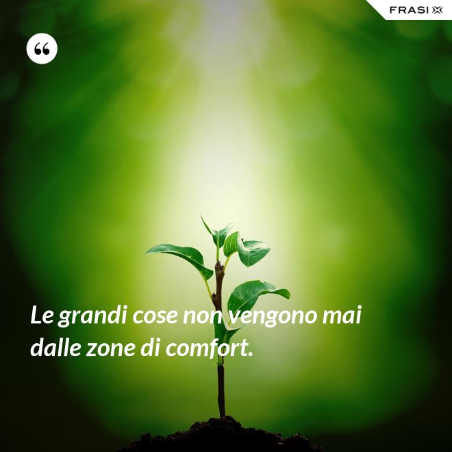 Le grandi cose non vengono mai dalle zone di comfort. - Anonimo