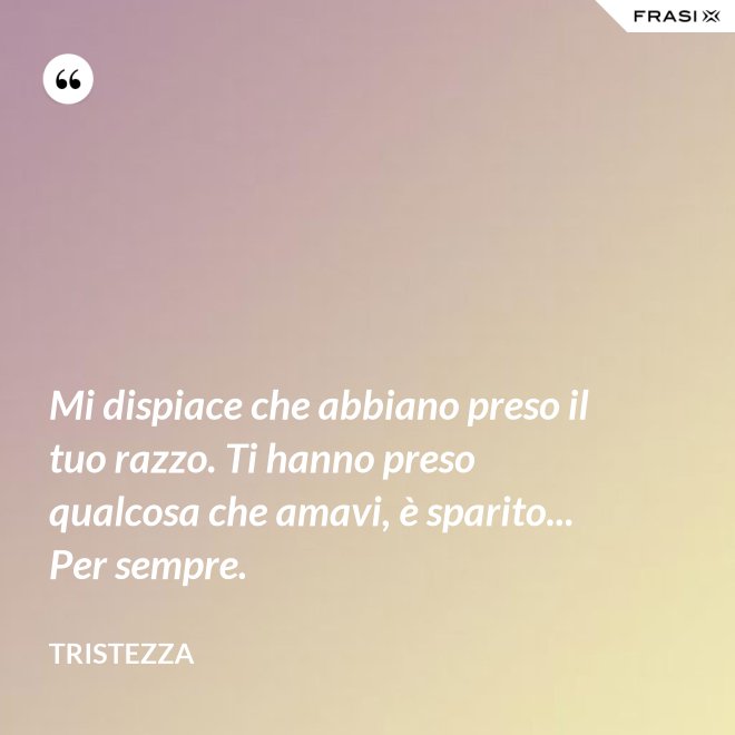 Mi dispiace che abbiano preso il tuo razzo. Ti hanno preso qualcosa che amavi, è sparito... Per sempre. - Tristezza
