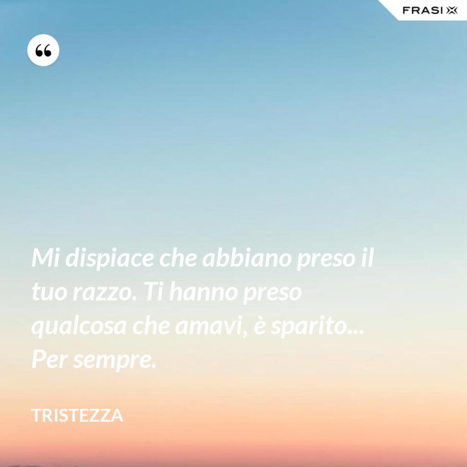 Mi dispiace che abbiano preso il tuo razzo. Ti hanno preso qualcosa che amavi, è sparito... Per sempre. - Tristezza