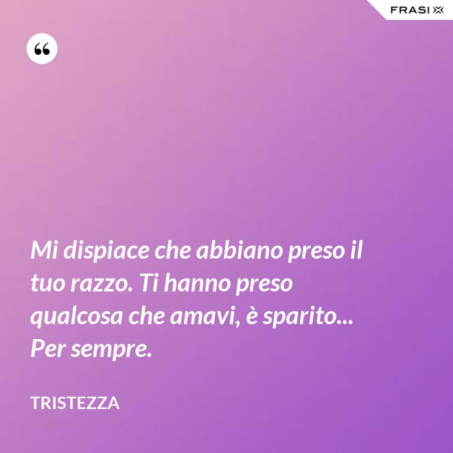 Mi dispiace che abbiano preso il tuo razzo. Ti hanno preso qualcosa che amavi, è sparito... Per sempre. - Tristezza