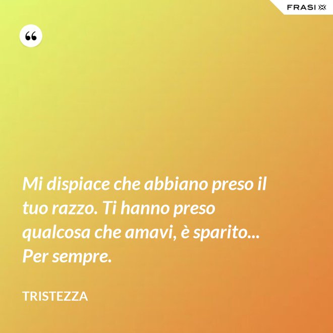 Mi dispiace che abbiano preso il tuo razzo. Ti hanno preso qualcosa che amavi, è sparito... Per sempre. - Tristezza