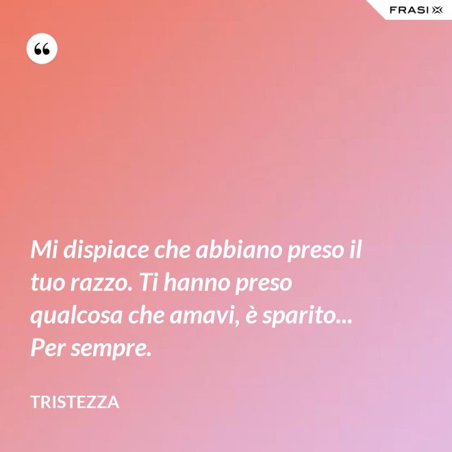 Mi dispiace che abbiano preso il tuo razzo. Ti hanno preso qualcosa che amavi, è sparito... Per sempre. - Tristezza