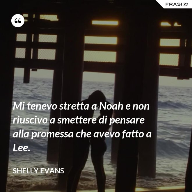 Mi tenevo stretta a Noah e non riuscivo a smettere di pensare alla promessa che avevo fatto a Lee. - Shelly Evans