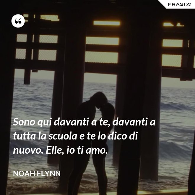 Sono qui davanti a te, davanti a tutta la scuola e te lo dico di nuovo. Elle, io ti amo. - Noah Flynn