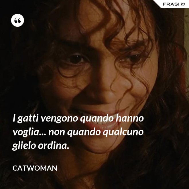 I gatti vengono quando hanno voglia... non quando qualcuno glielo ordina. - Catwoman