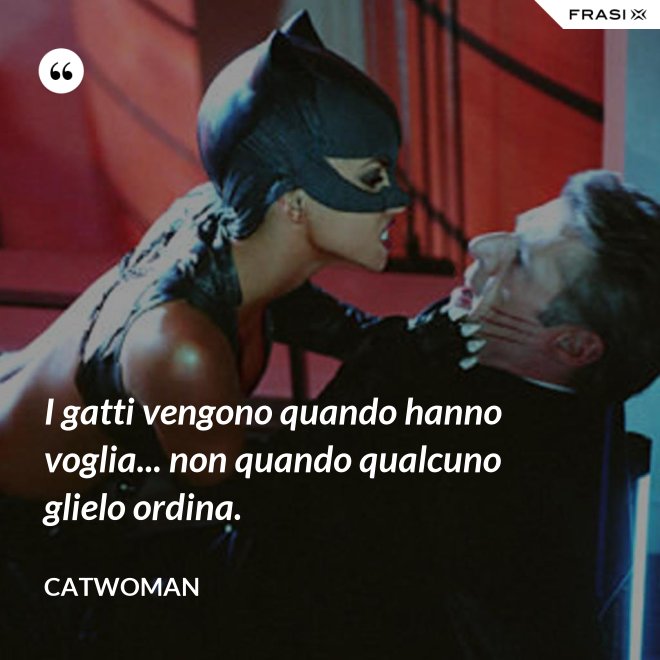 I gatti vengono quando hanno voglia... non quando qualcuno glielo ordina. - Catwoman