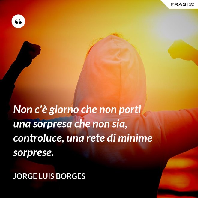 Non c'è giorno che non porti una sorpresa che non sia, controluce, una rete di minime sorprese. - Jorge Luis Borges