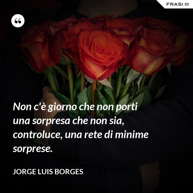 Non c'è giorno che non porti una sorpresa che non sia, controluce, una rete di minime sorprese. - Jorge Luis Borges
