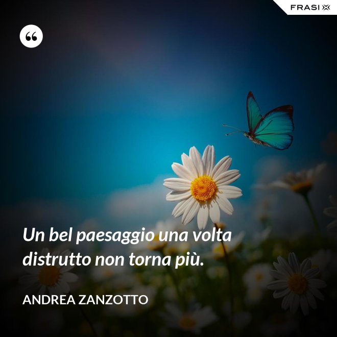 Un bel paesaggio una volta distrutto non torna più. - Andrea Zanzotto