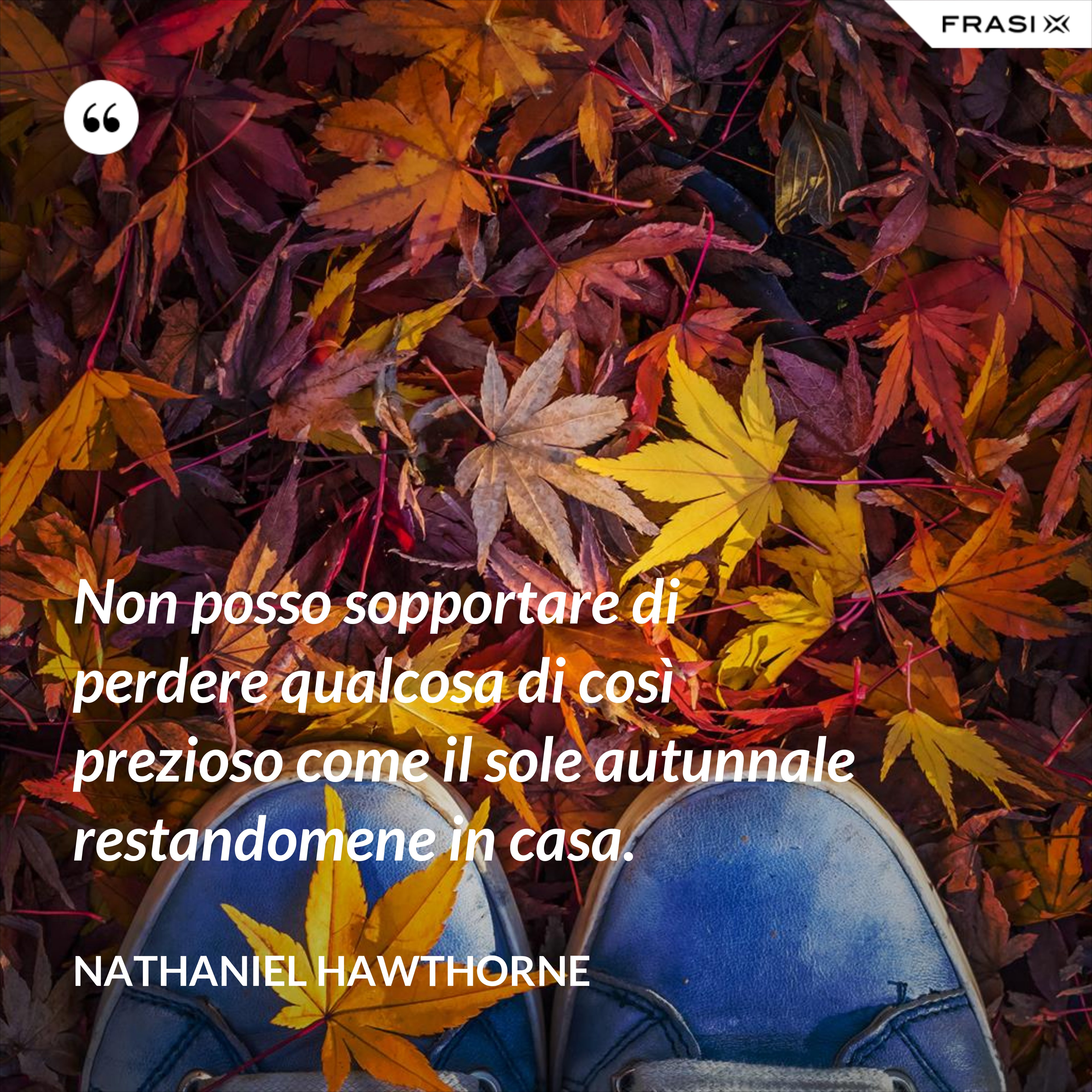 Non posso sopportare di perdere qualcosa di così prezioso come il sole autunnale restandomene in casa. - Nathaniel Hawthorne