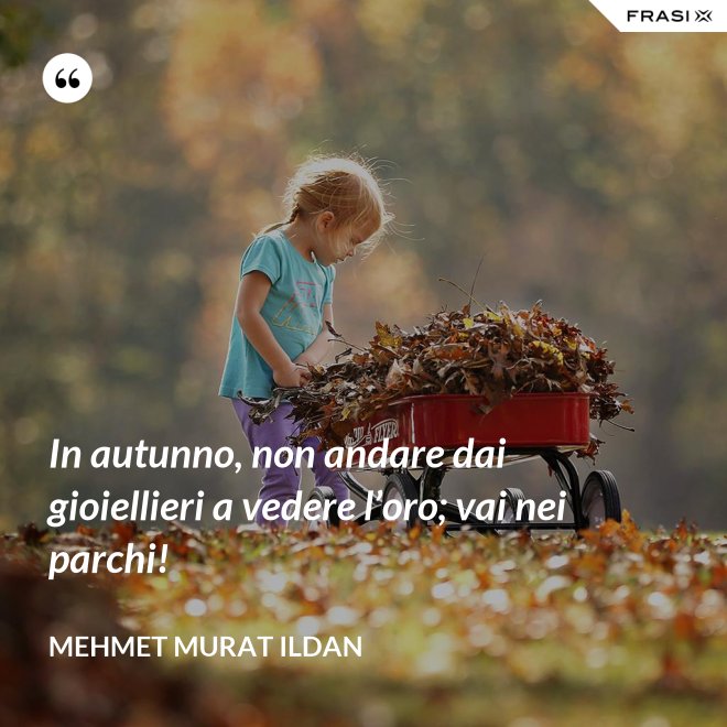 In autunno, non andare dai gioiellieri a vedere l’oro; vai nei parchi! - Mehmet Murat Ildan
