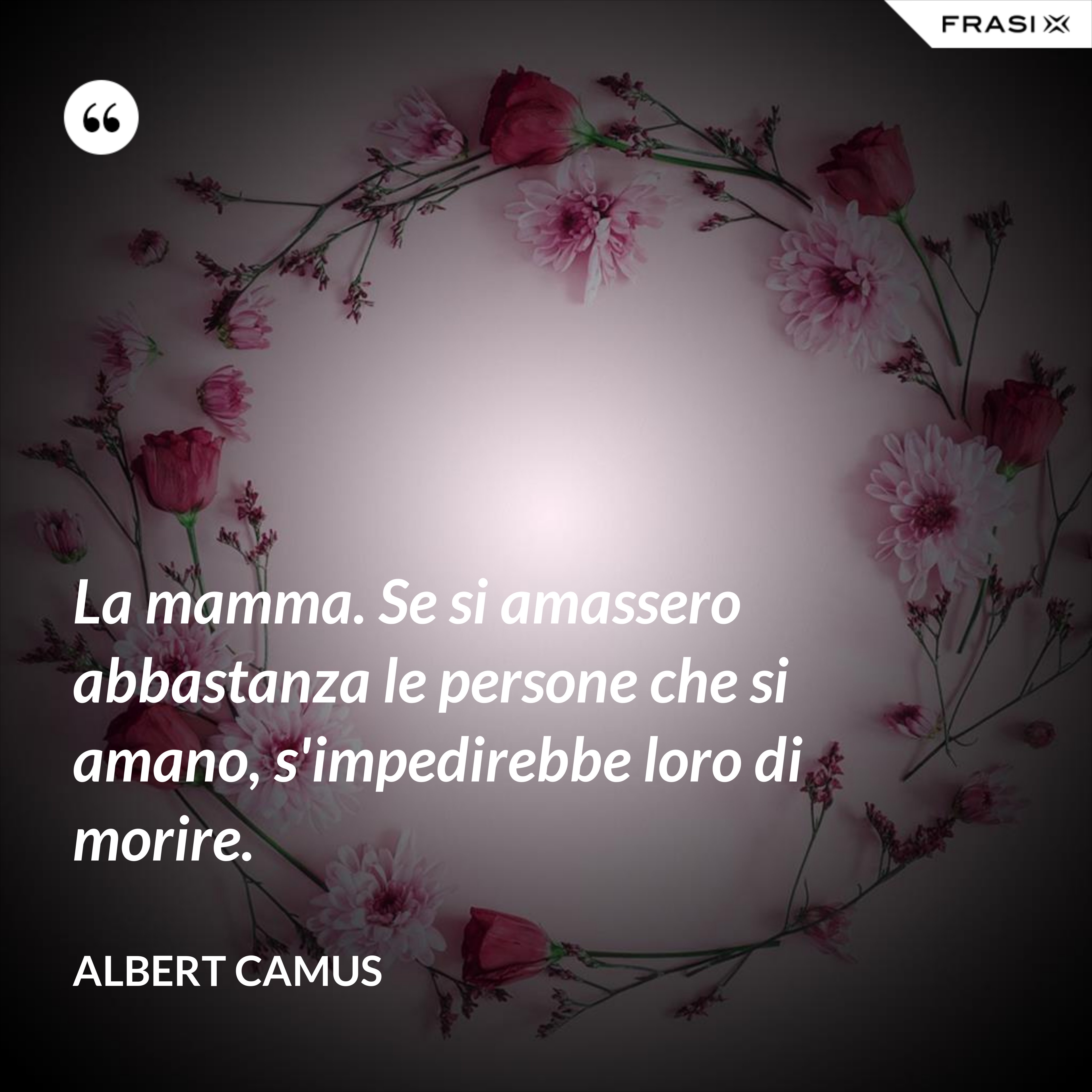La mamma. Se si amassero abbastanza le persone che si amano, s'impedirebbe loro di morire. - Albert Camus