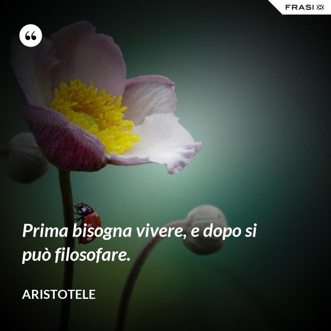 Prima bisogna vivere, e dopo si può filosofare. - Aristotele