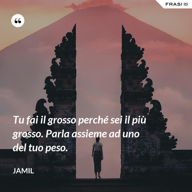 Tu fai il grosso perché sei il più grosso. Parla assieme ad uno del tuo peso. - Jamil